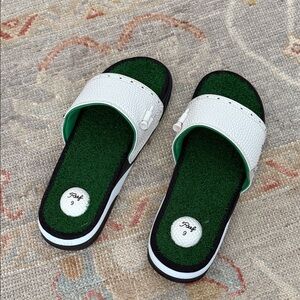 Reef Green and White Slide Sandals